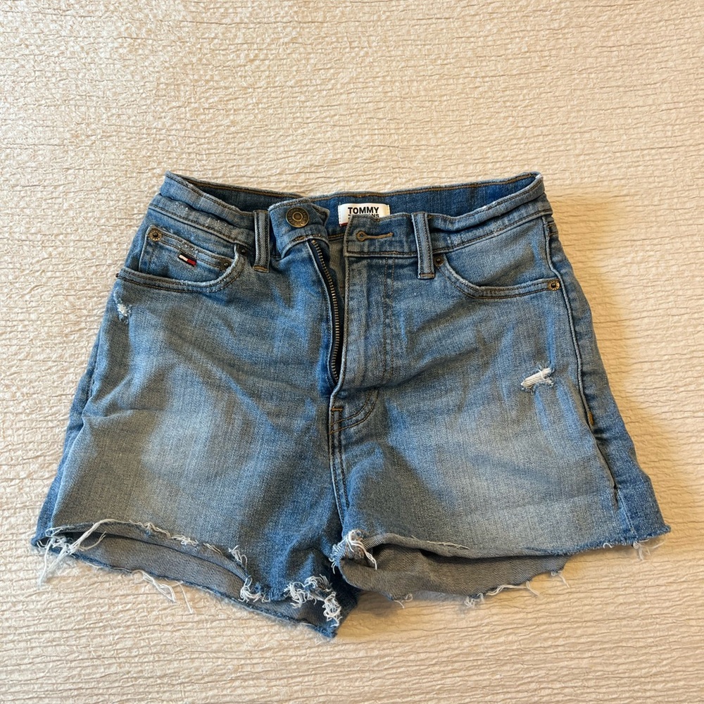 Tommy Hilfiger Blue Jean Shorts with Cut-Off Hem